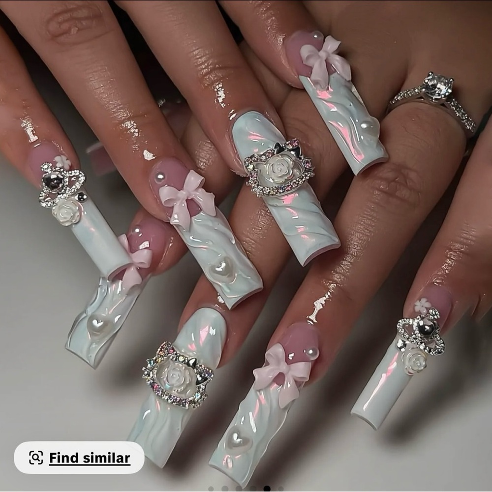 Elegant White and Pink Nail Art Set